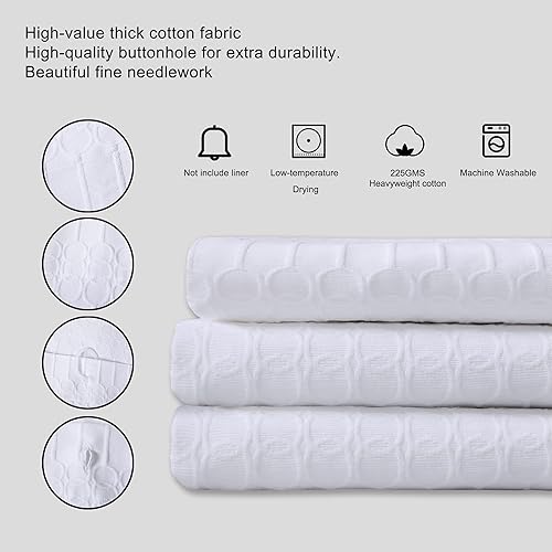 Miniatura 6 de Chlophy Cortina de ducha bohemia 100  tela de algodón texturizada cortinas de ducha con peso pesado para baño con patrón de piqué cortina de ducha