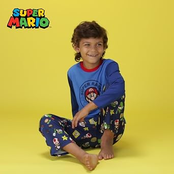 SUPER MARIO Boys Pajamas for Kids | 4 Piece Sleepwear Sets for Boys Sleep Shirts and Pajama Bottoms for Big Boy and Toddlers