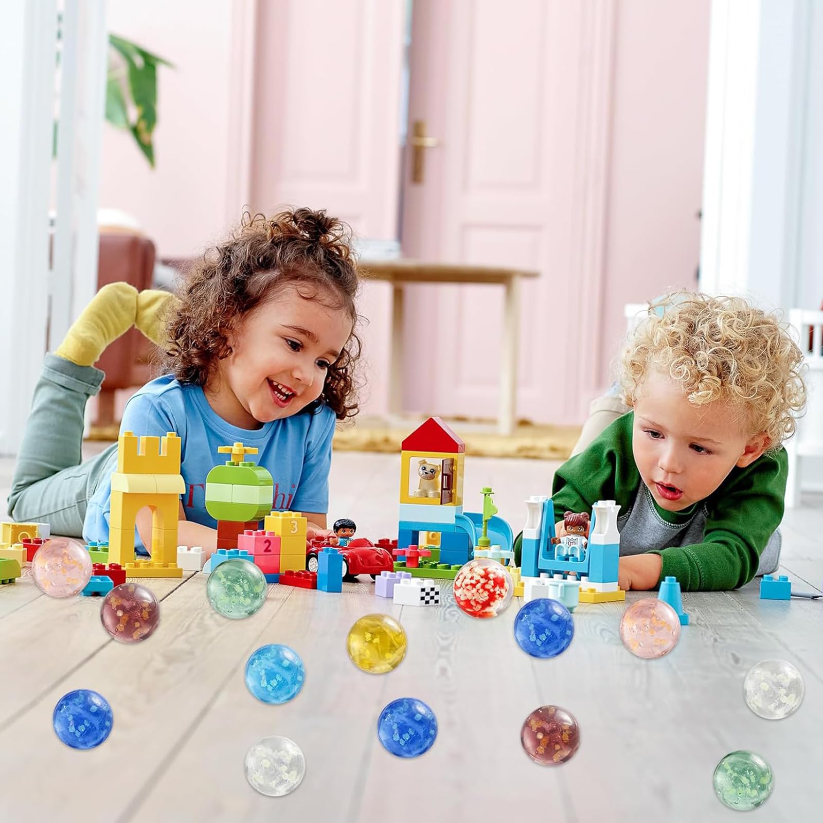 200 Pezzi Biglie di Vetro Colorate 10mm Biglie per Bambini 5+, Riempitivi di Vasi per Giochi di Marmo 10 Colori