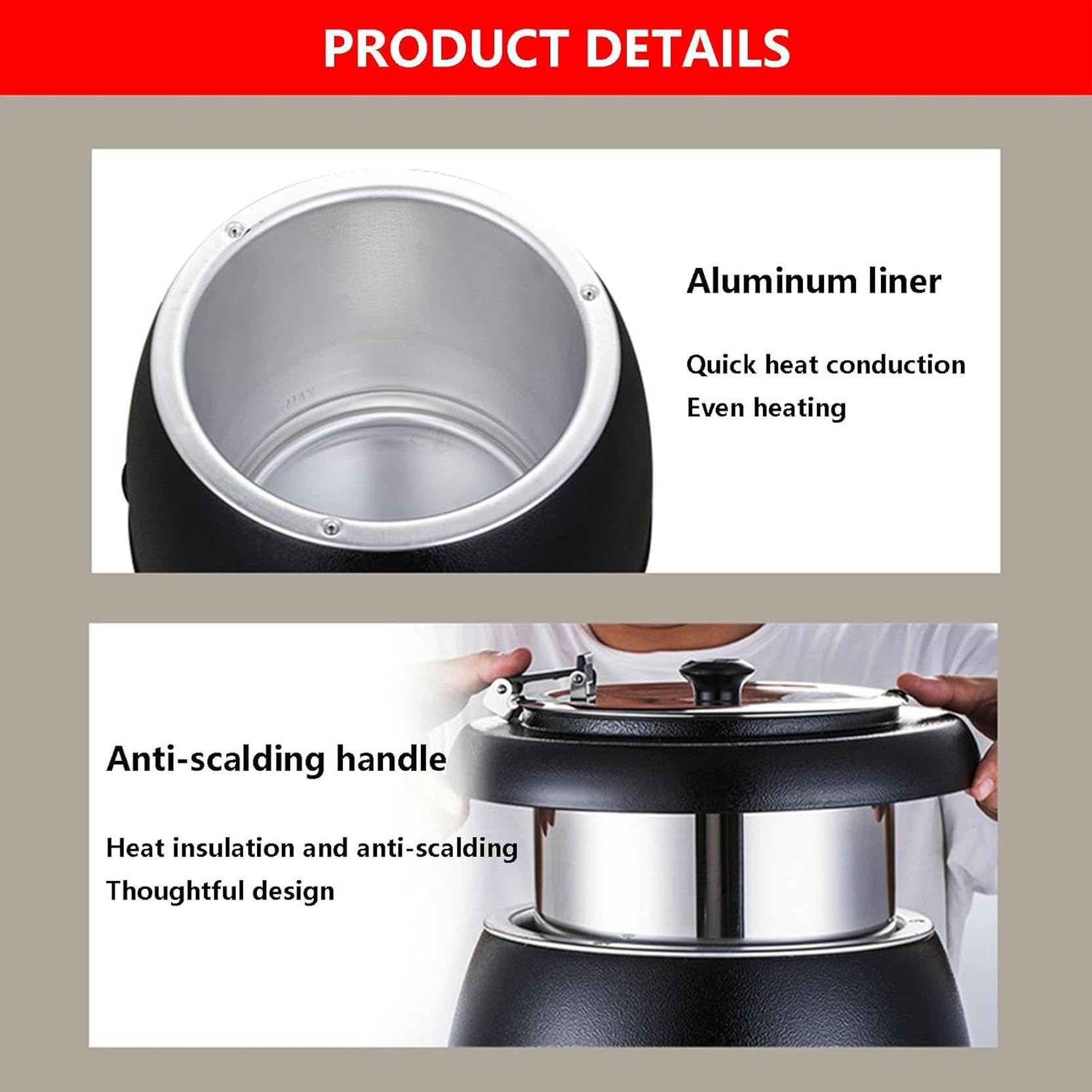 Scaldavivande Elettrico da Banco,Scaldavivande Elettrico da Buffet,400 W | Pentola Scaldavivande con Controllo della Temperatura da 35 A 80 ℃ | Riscaldatore da Buffet P,Black