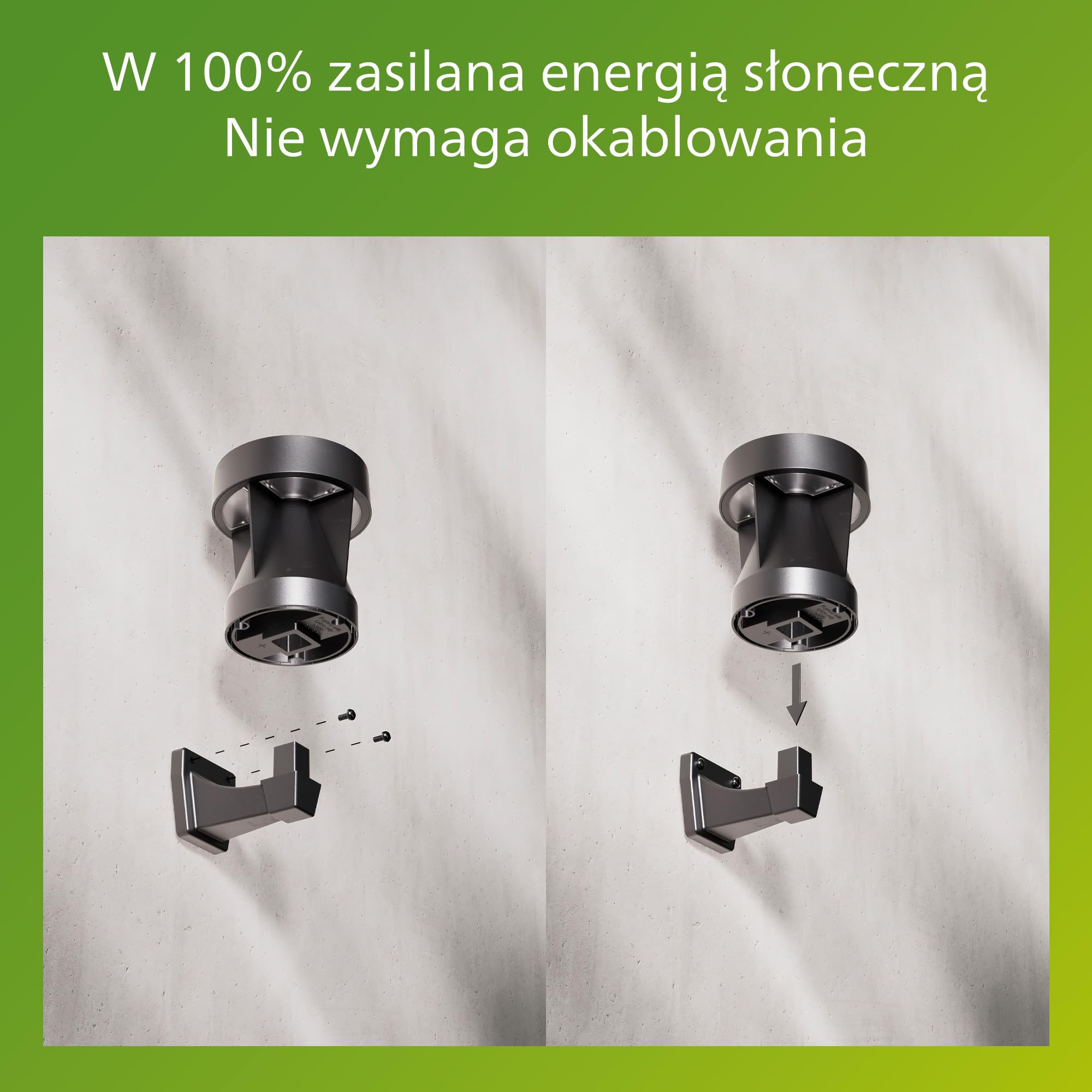 Philips Avery Zewnętrzna Lampa Solarna Ścienna, 2700 K, 200 lm, Czarna