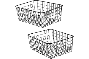 Large Wire Basket with Wooden Handles for Kitchen Storage