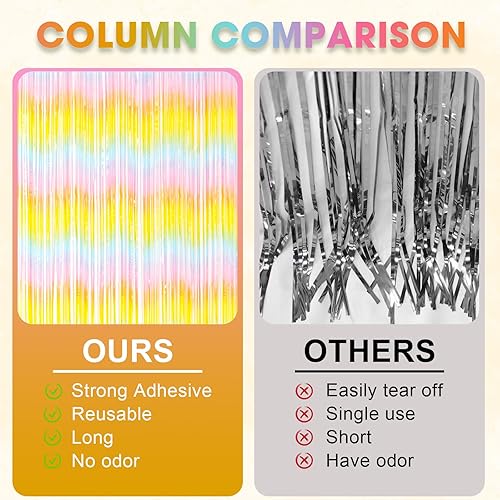 Miniatura 196 de Cortinas de fondo de flecos de papel de aluminio para fiestas, 3 piezas, 39.6 x 98.4 pulgadas, azul retro 48 Retro Azul,03 Rosa,04 Rosa