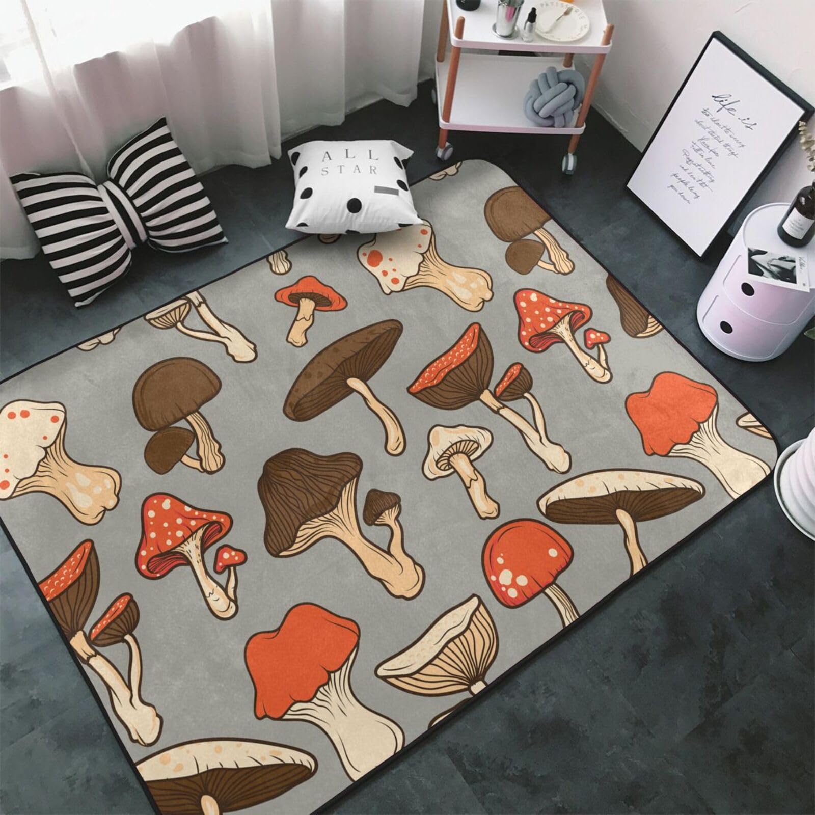 きのこ都内23区送料無料✨クムシルクMG✨絨毯 Amazon | きのこ キノコ しいたけ (4) カーペット 長方形 ラグマット