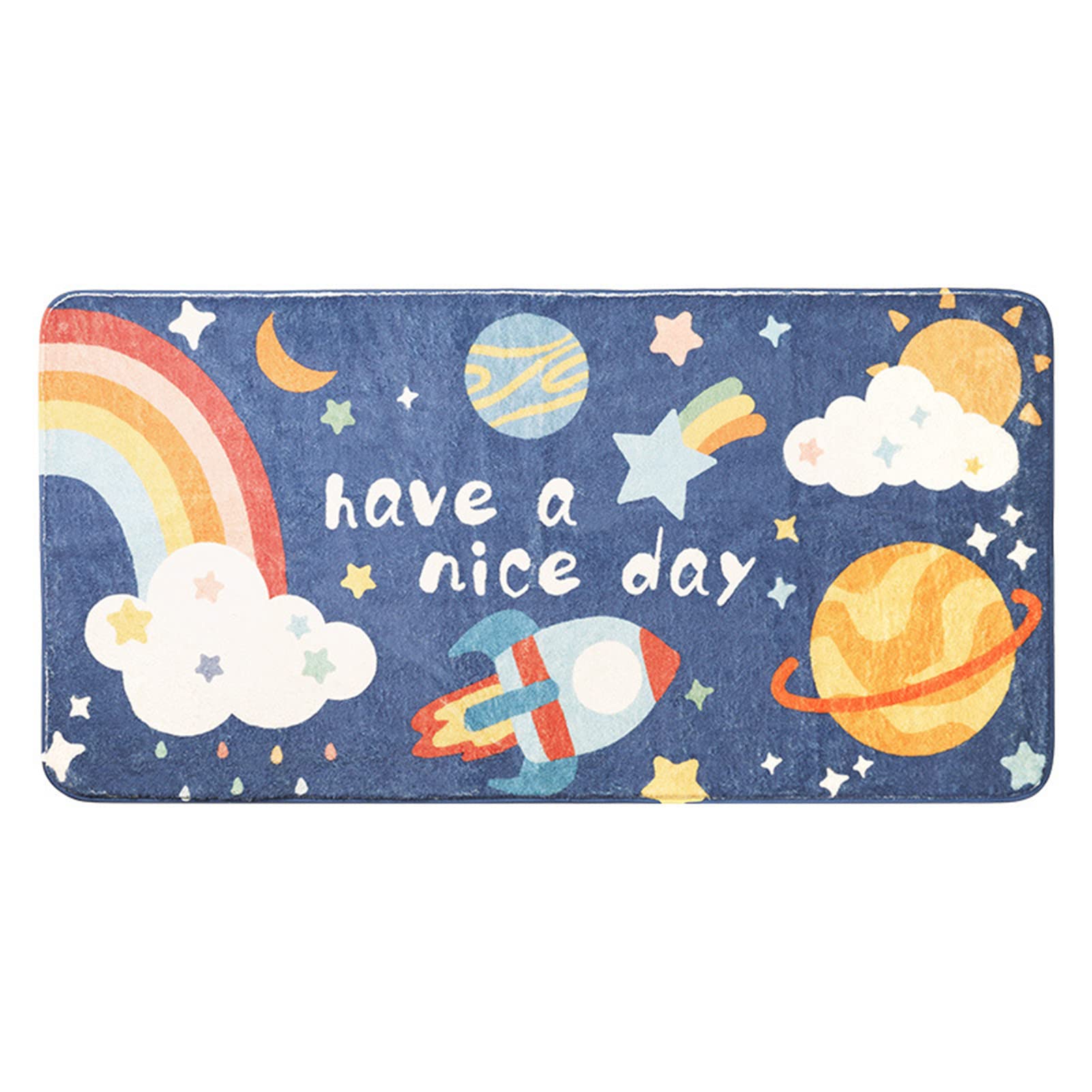 ABREEZE Kids Runner Rug 5.3FT,Space Area Rug Play Mat for Kids Non Skid Washable Planet Throw Rugs Cute Cartoon Floor Carpet for Living Bedroom Study Nursery Dorm 2.7'x5.3'