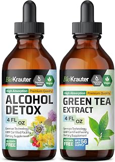 BIO KRAUTER Alcohol Detox Tincture 4 Fl. Oz. & Green Tea Extract Tincture 4 Fl. Oz.