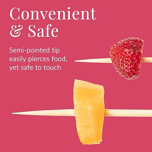 Miniatura 4 de Prestee Paquete de 100 brochetas de bambú para asar a la parrilla, barbacoa, brochetas, manualidades y fiestas al aire libre, brochetas de madera