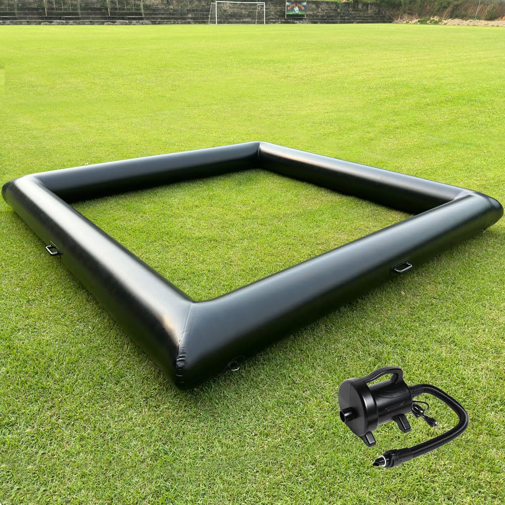 Car Racing Track Mini Inflatable Bumper Car Venue Inflatable Race Track Pipe with Pump for Kids Bumper Cars (Black, Inside Perimeter of 8x8FT)