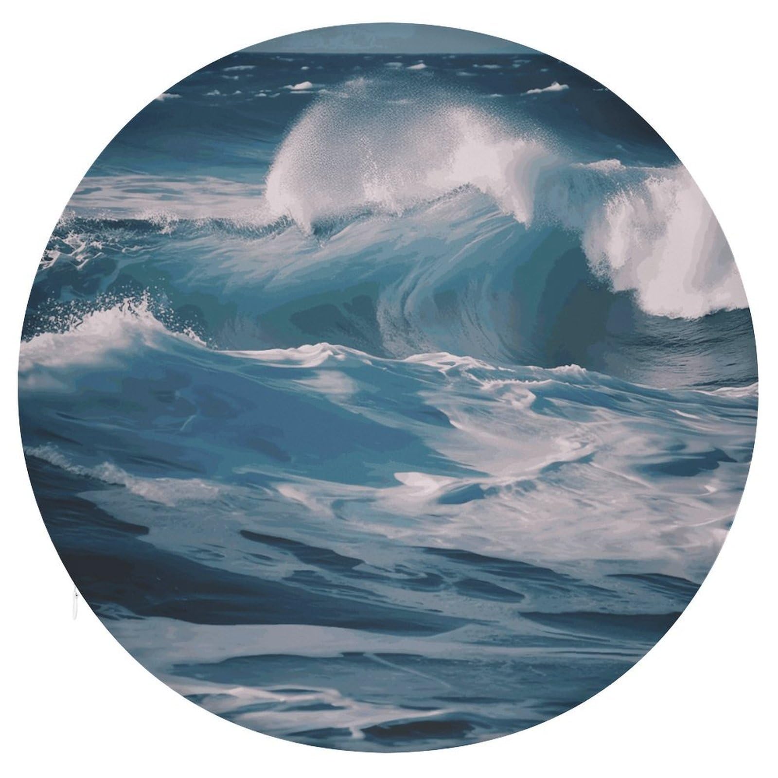 FekiLoot Ocean Waves Seat Cushion Comfort Memory Foam Seat Cushion Chair Pad Soft Round Stool Cushion Chair Cushion Removable Washable Cover for Home Office Outdoor Bistro 15.35 Inch