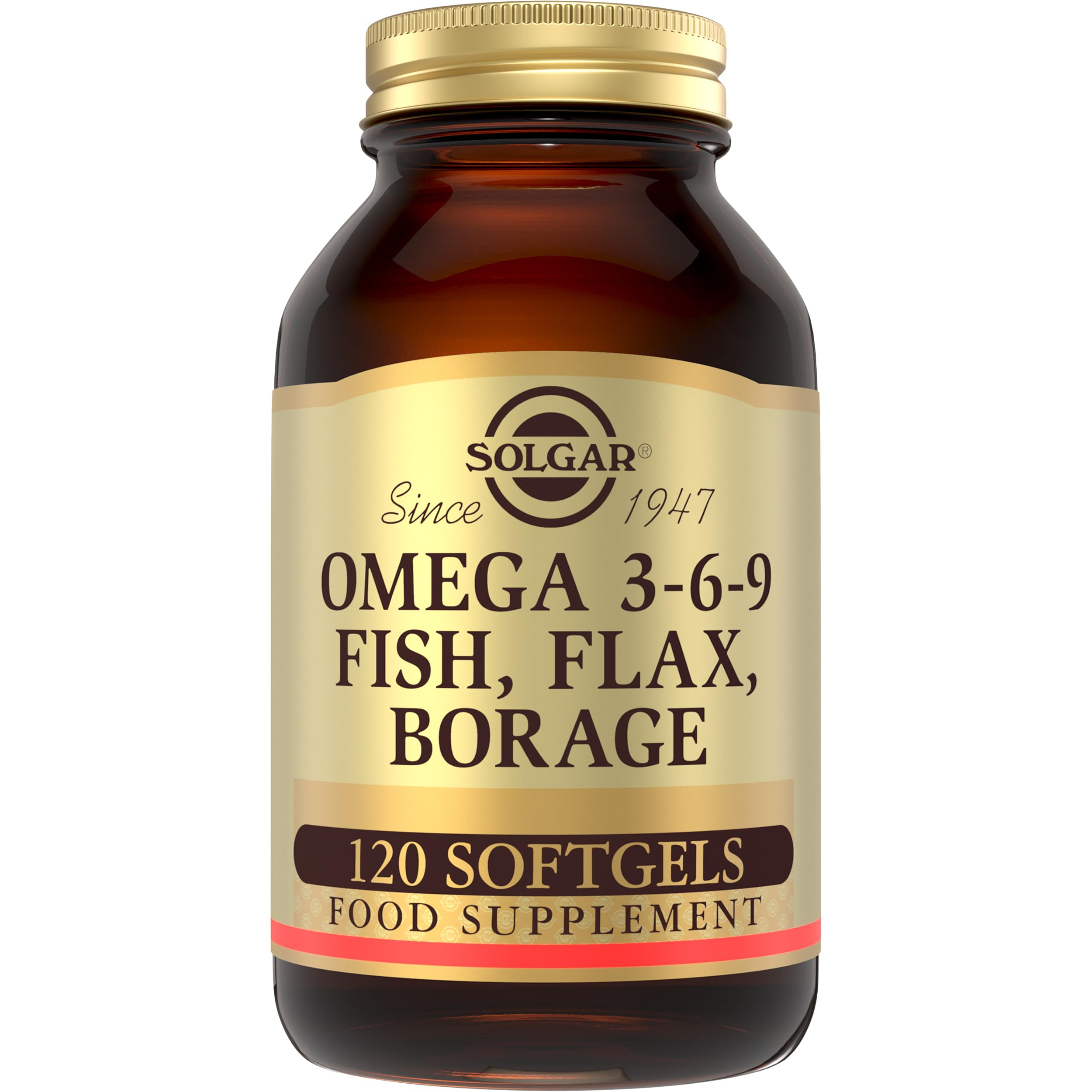 Solgar Omega 3-6-9 Softgels - Pack of 120 - Blend of Premium Fish, Flax and Borage Oils – Specially formulated Ratio - Molecularly Distilled to Remove Mercury, PCBs and Heavy Metal contaminants