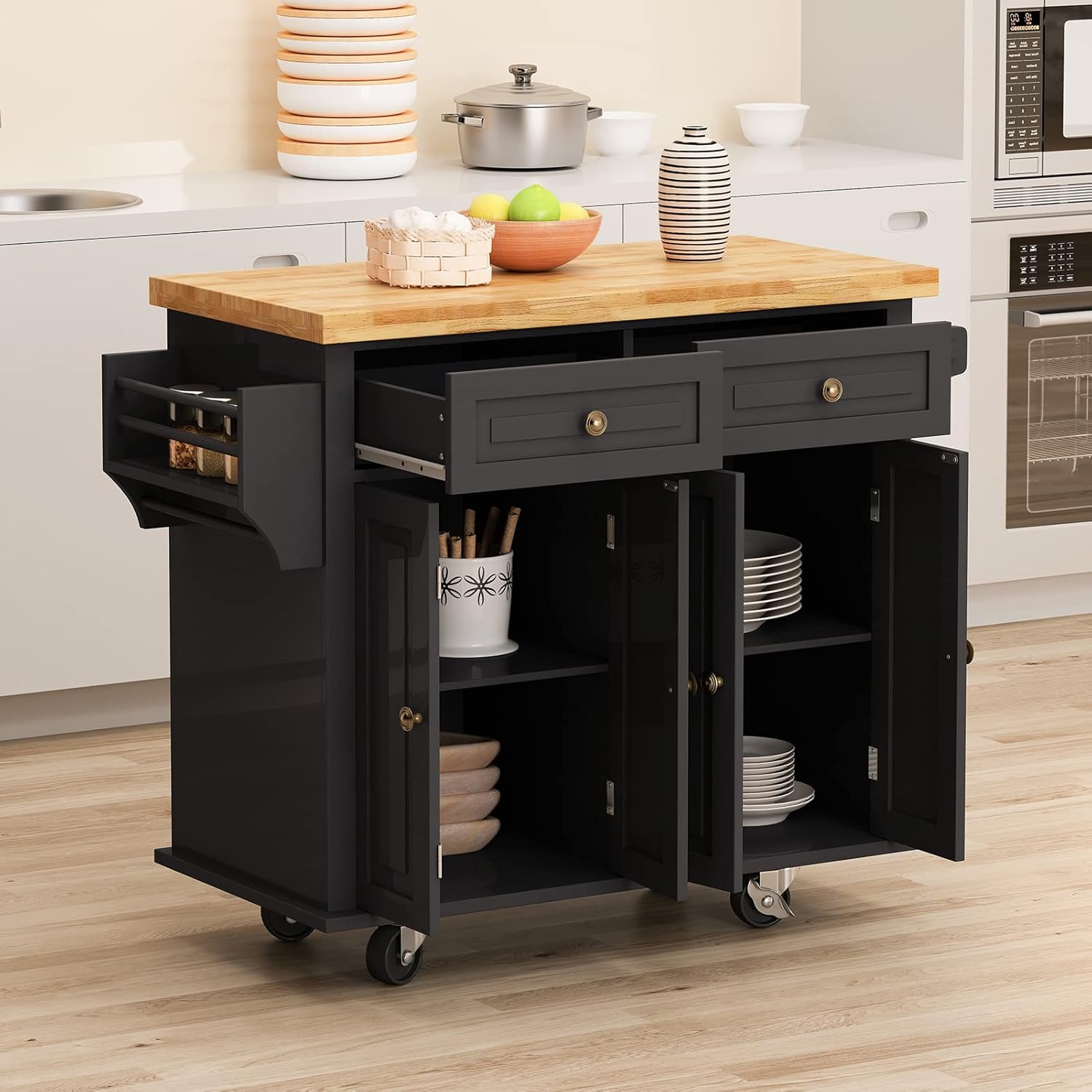Rolling Kitchen Island Cart on Wheels with Storage