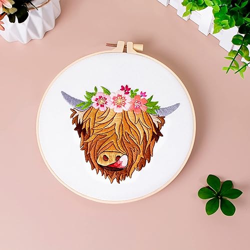 Miniatura 47 de Louise Maelys Kits de bordado cardenal para principiantes con patrón de flor de pájaro, kit de punto de cruz para adultos, kit de punto de cruz