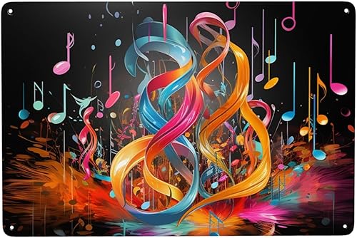 Vintage Metal Tin Sign Funny Bar Sign Aluminum Bathroom Wall Sign Retro Porch Yard Sign Welcome Poster Colorful Musical Note Wall Art Decor for Home