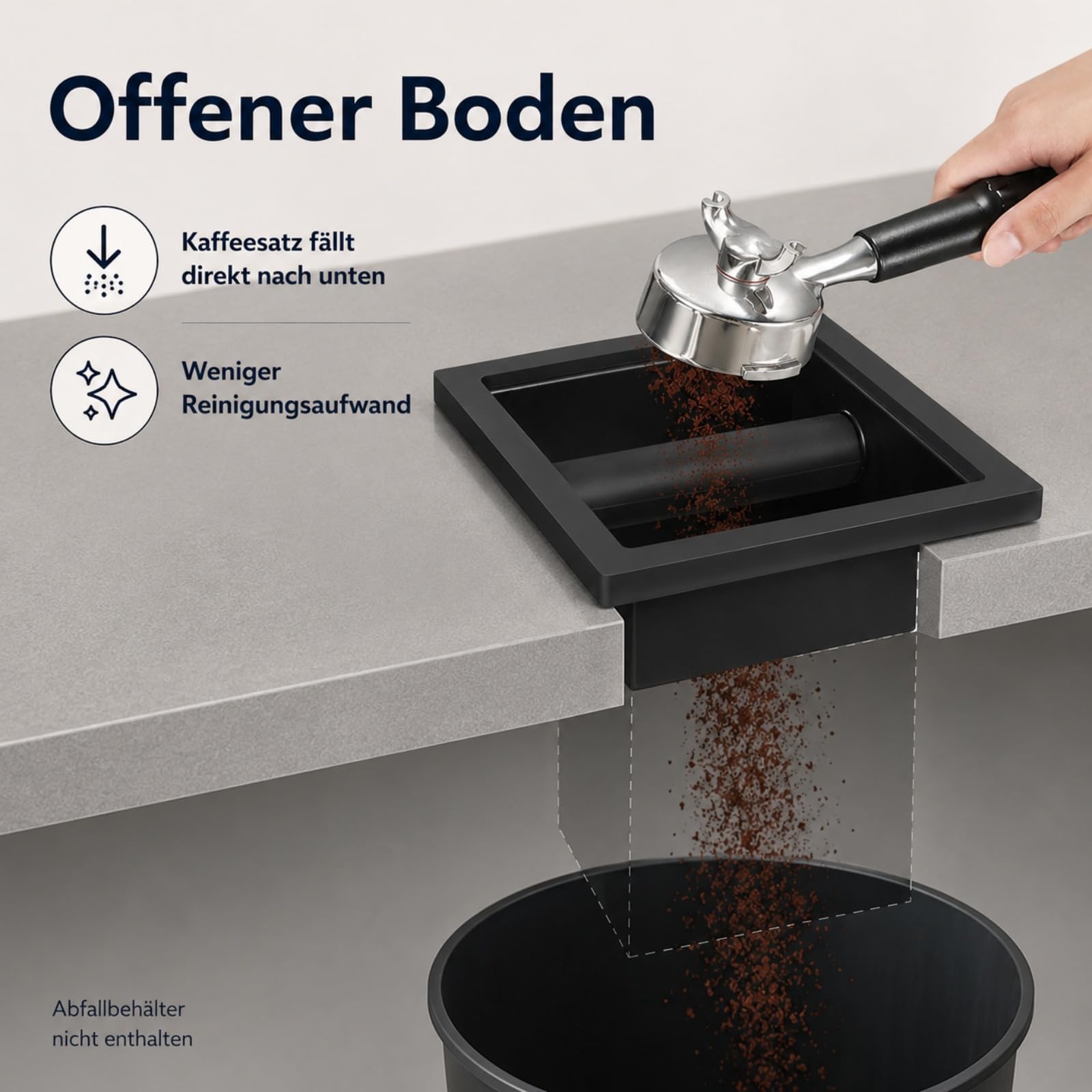 Boîte à café en acier inoxydable, récipient pour marc de café, boîte à résidus sans fond pour cuisines, bars, cafés, noir