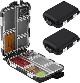 Fishing Tackle Box, 2 Pcs Fishing Tackle Box, Multipurpose Plastic Storage Boxes, Tackle Boxes for Fishing, 10 Compartment Large Capacity Transparent Fishing Tackle Tray (Black)