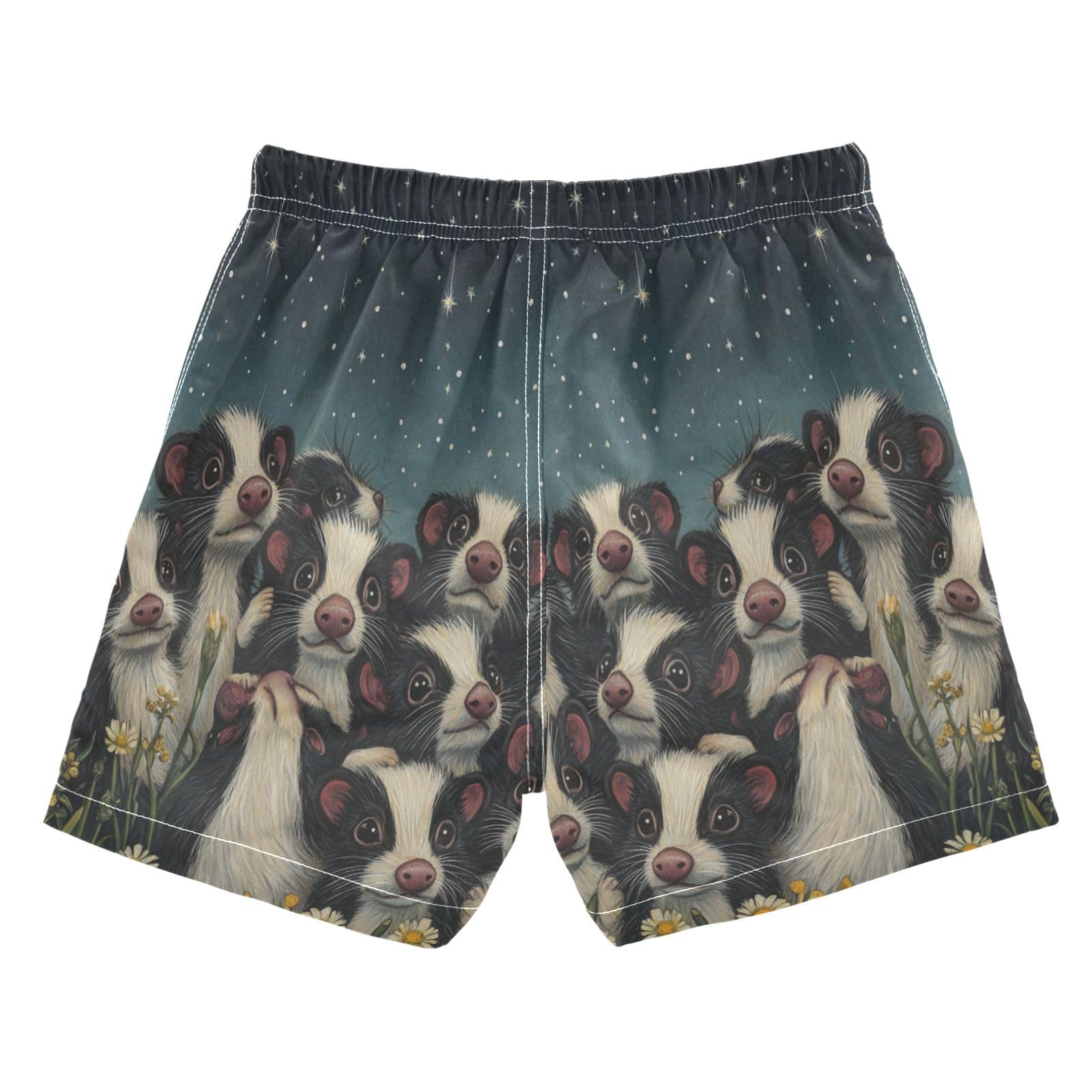 Jucciaco Boys Beach Board Shorts Skunk Pet Flower Cute Quick Dry Swim Trunk Swimwear for Kids