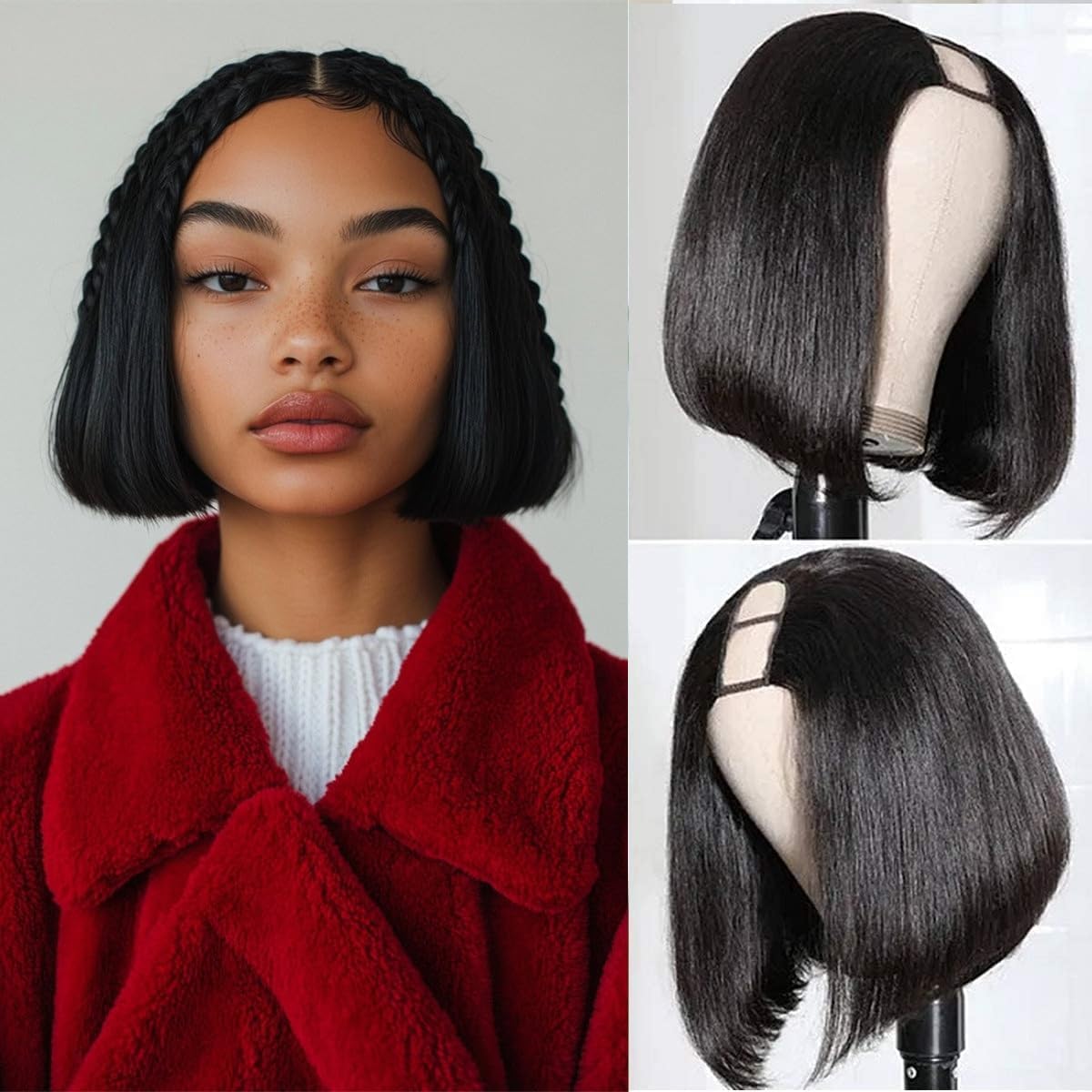 Parrucca Corta Sintetica Wiwigs – Colore Nero/brown, Dritta, Full Wig Unisex