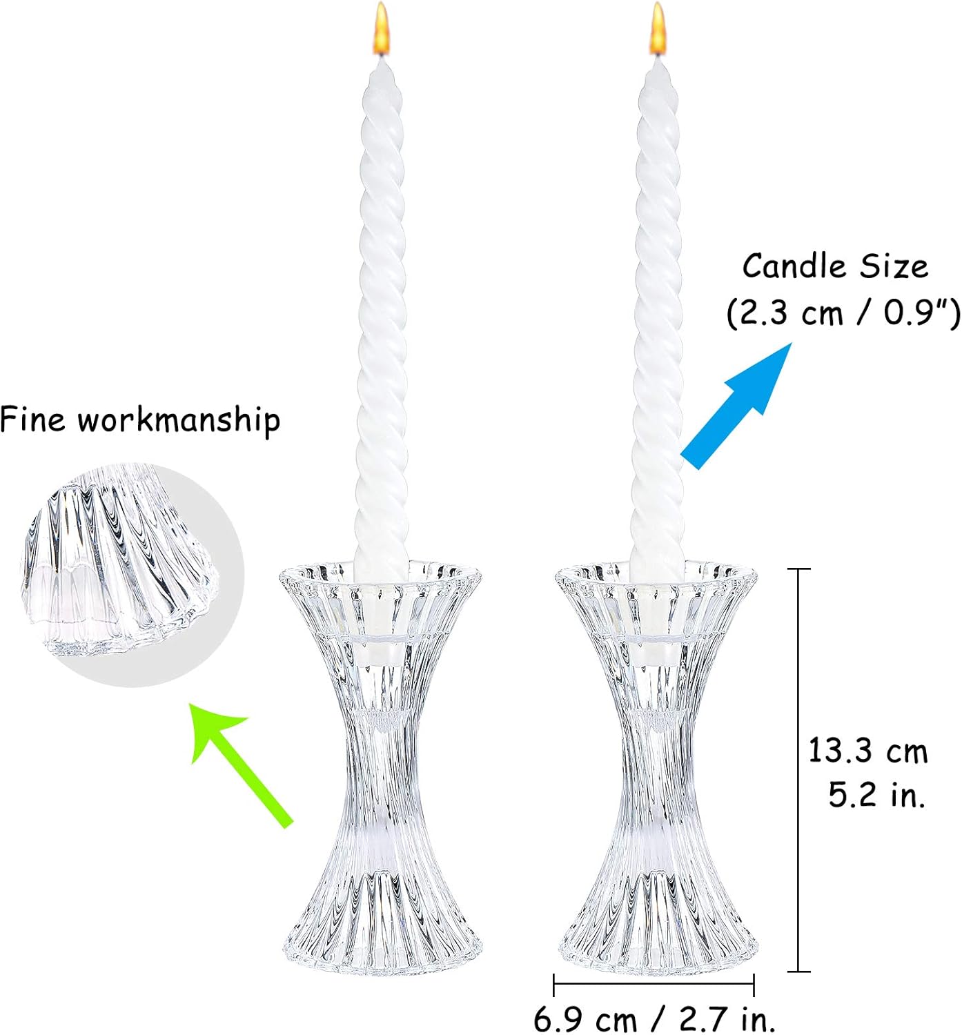 ENJINKAIL Taper Candle Holders - Glass Candlestick Holders, Decorative Candle Sticks Set of 3, for Formal Events, Wedding, Church, Fall, Holiday DéCor, Table Centerpiece Decoration : Home & Kitchen