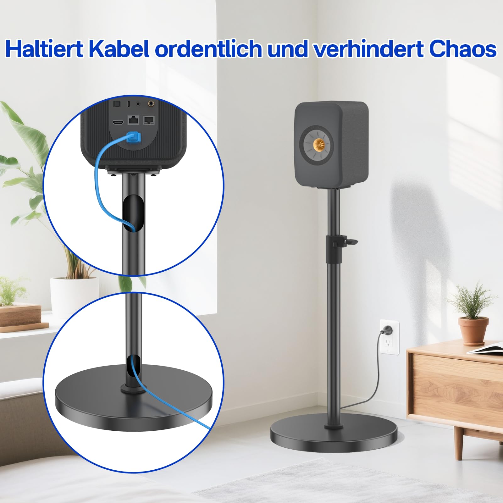 Soporte de altavoz ajustable en altura (par) para altavoces KEF LSX II con gestión de cables, robusto soporte para altavoces de sonido envolvente para KEF LSX II, capacidad de carga de hasta 13,6 kg
