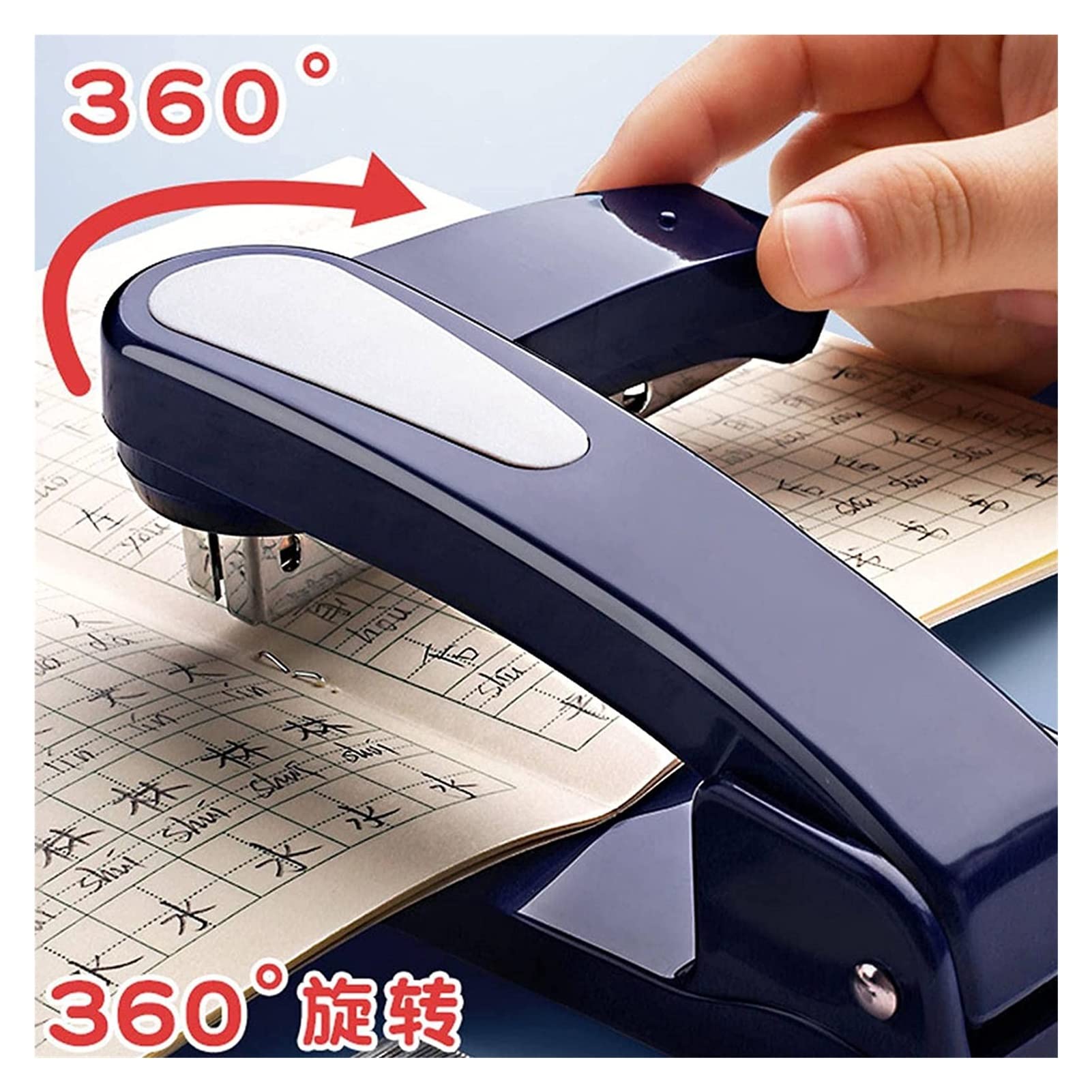 Kleines Büroheftgerät 360 Rotation Heavy Duty Hefter Use24 / 6 Heftklammern Mühelose Lange Hefter Schulpapierhefter Büro Bücherbinderbedarf Effortless Desktop Heftgerät (Color : A)
