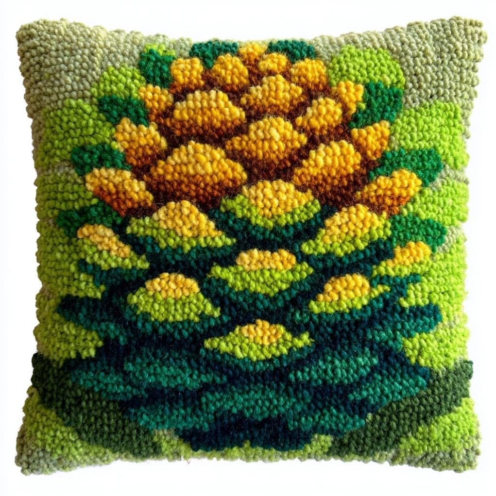 AxiangziK Handmade Latch Hook Cushion Kit 17x17 Inch,Pine Cones