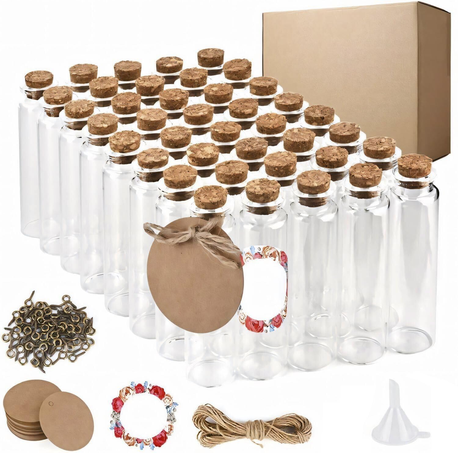 40 Stück 20ml Mini Korkstopfen Glasflaschen,Kleine Reagenzglas mit Korken,Mini Reagenzgläser Kleine Glasflaschen Gläser Flaschen Gewürzgläser Set für Hochzeit Gefälligkeiten Partei Dekoration