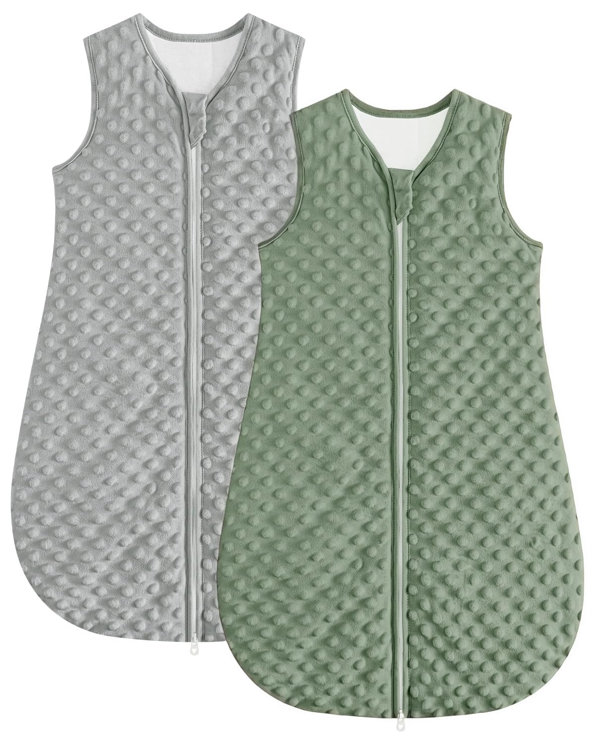 WYTbaby Baby Sleeping Bag, 1.5 Tog Cotton Sleep Sack, Baby Wearable Blanket for Newborn & Infant Green Grey 6-12 Months