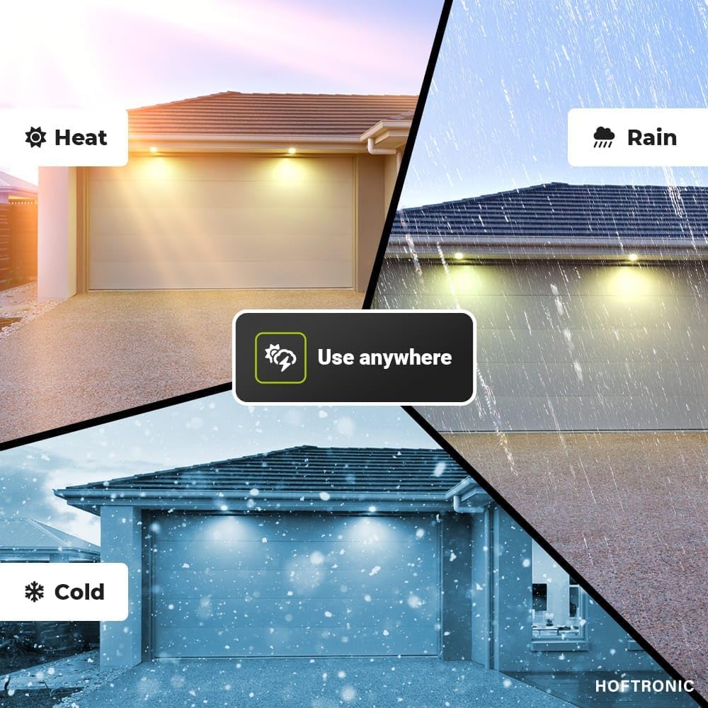 Four panels showing spotlights used in various environmental conditions