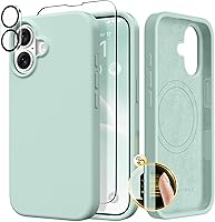Vista 101 de GONEZ Funda de silicona para iPhone 14 Pro Max, compatible con MagSafe, con protector de pantalla + protector de lente de cámara, silicona líquida a