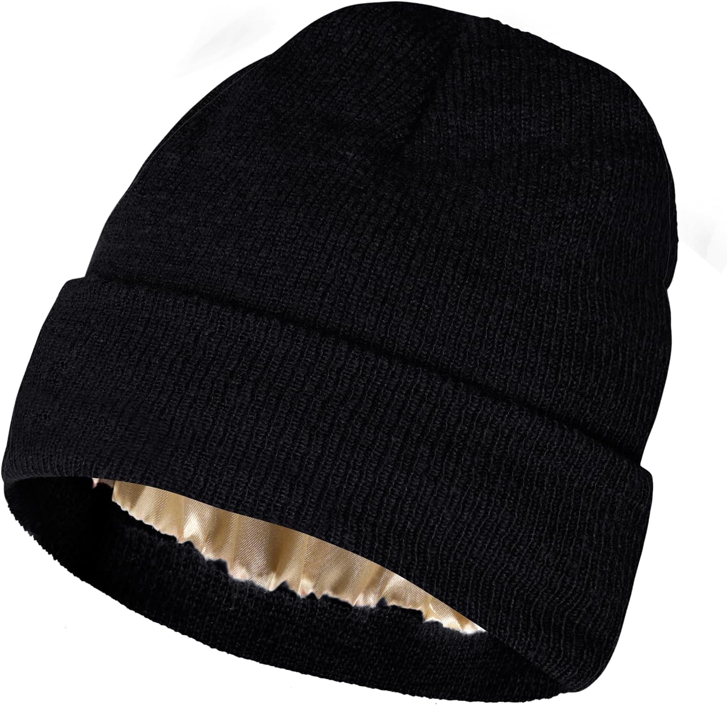 Beanie for Men Women Knitted Beanie Hats Winter Warm Hat Unisex Warm Cuffed Hat for Cold Weather Christmas (Black)