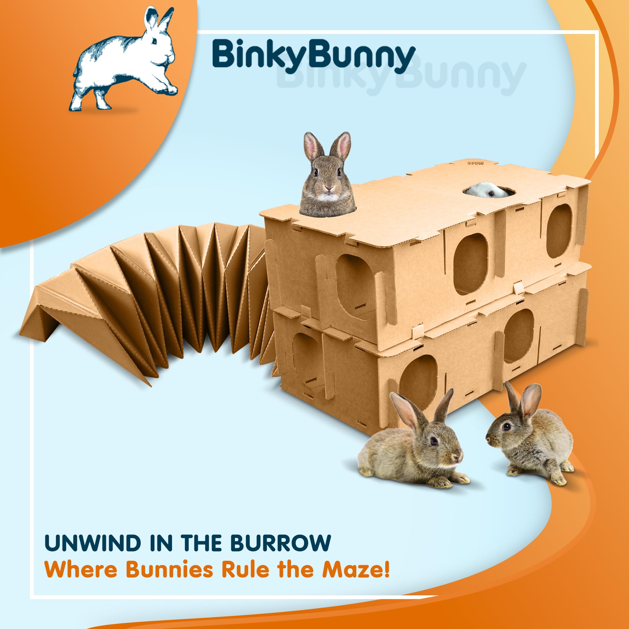 Bunny Rabbit House BinkyBunny Tunnel Haven Expandable Cardboard