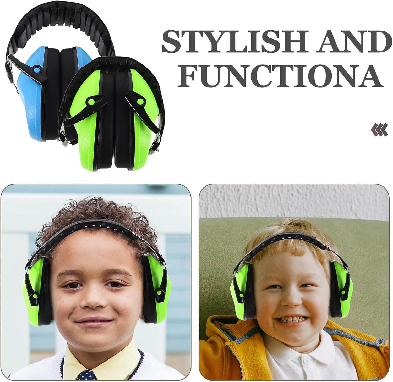2pcs Noise Cancelling Ear Muffs for Babies – Lightweight Soundproof Headphones with Noise Reduction, Airplane Travel Essential in Light Green and Sky Blue