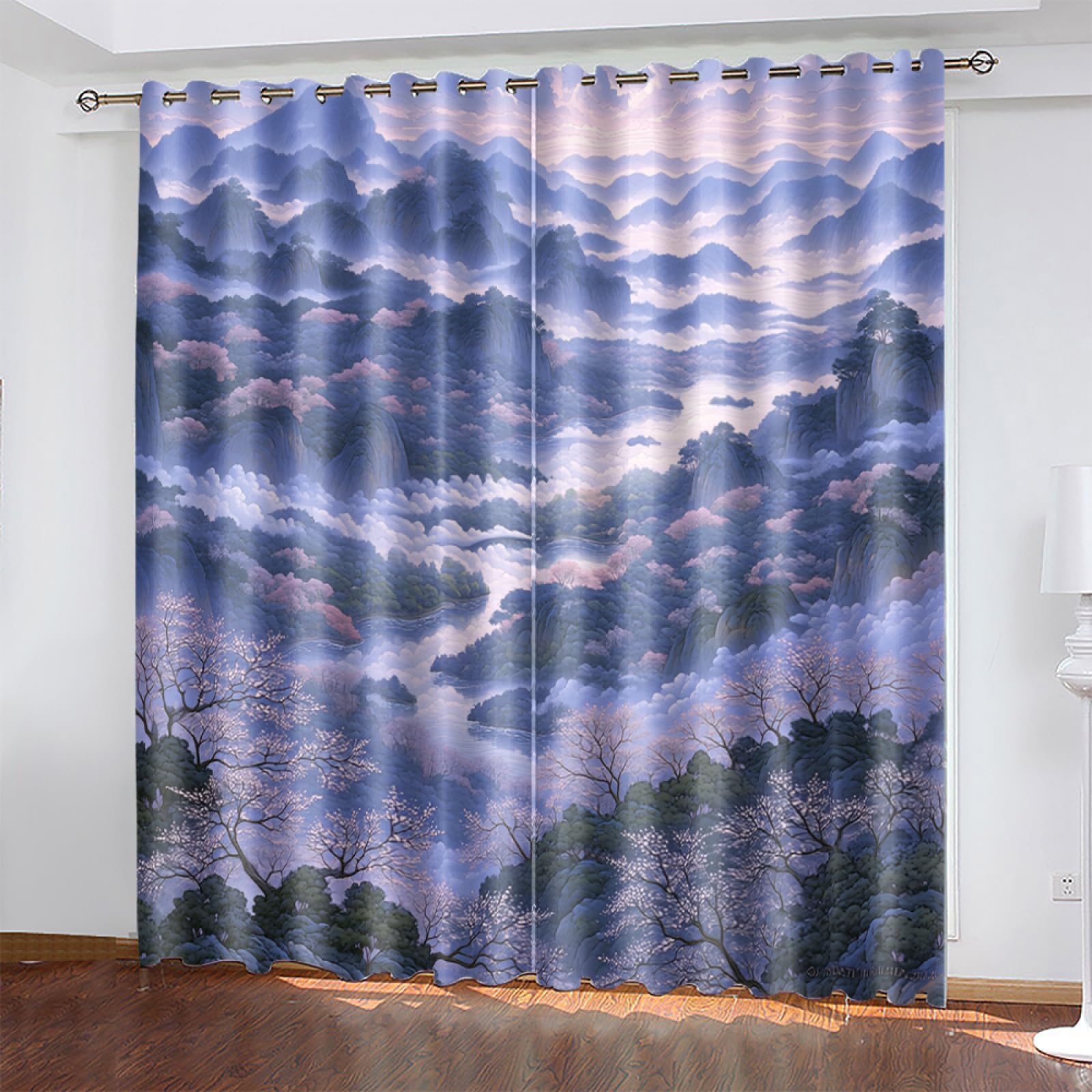 Rideau occultant arbre violet thermique isolant anti froid et chaleur salon chambre