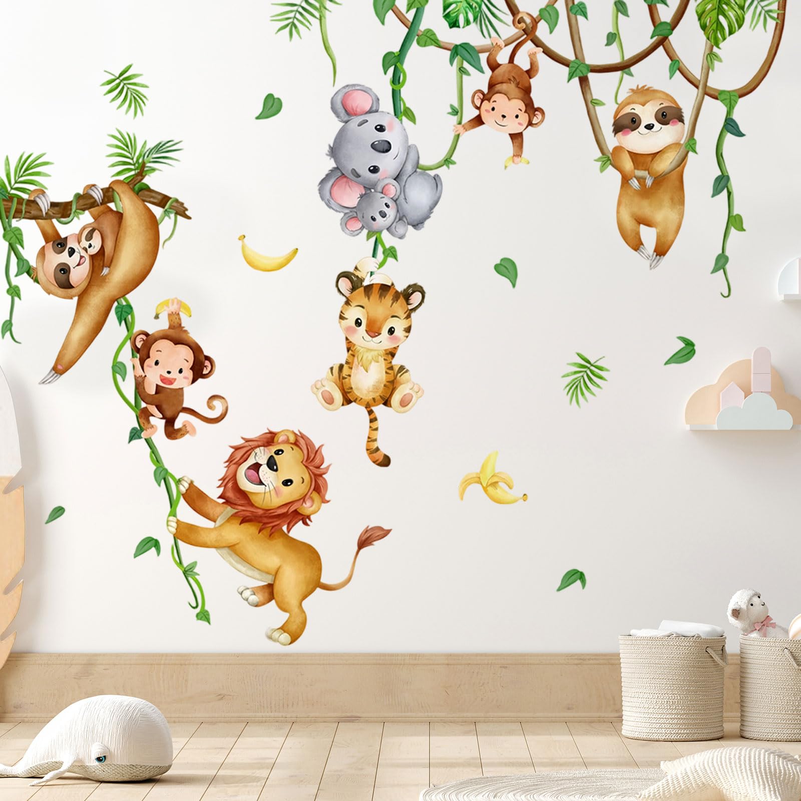 Wandaufkleber Dschungel, Wandsticker Kinderzimmer Tiere, Wandtattoo Dschungel, Wandtattoo Dschungels Kinderzimmer, Wandtattoos Kinderzimmers, Wandtattoos Tiere, für Kindergarten, Kinderzimmer