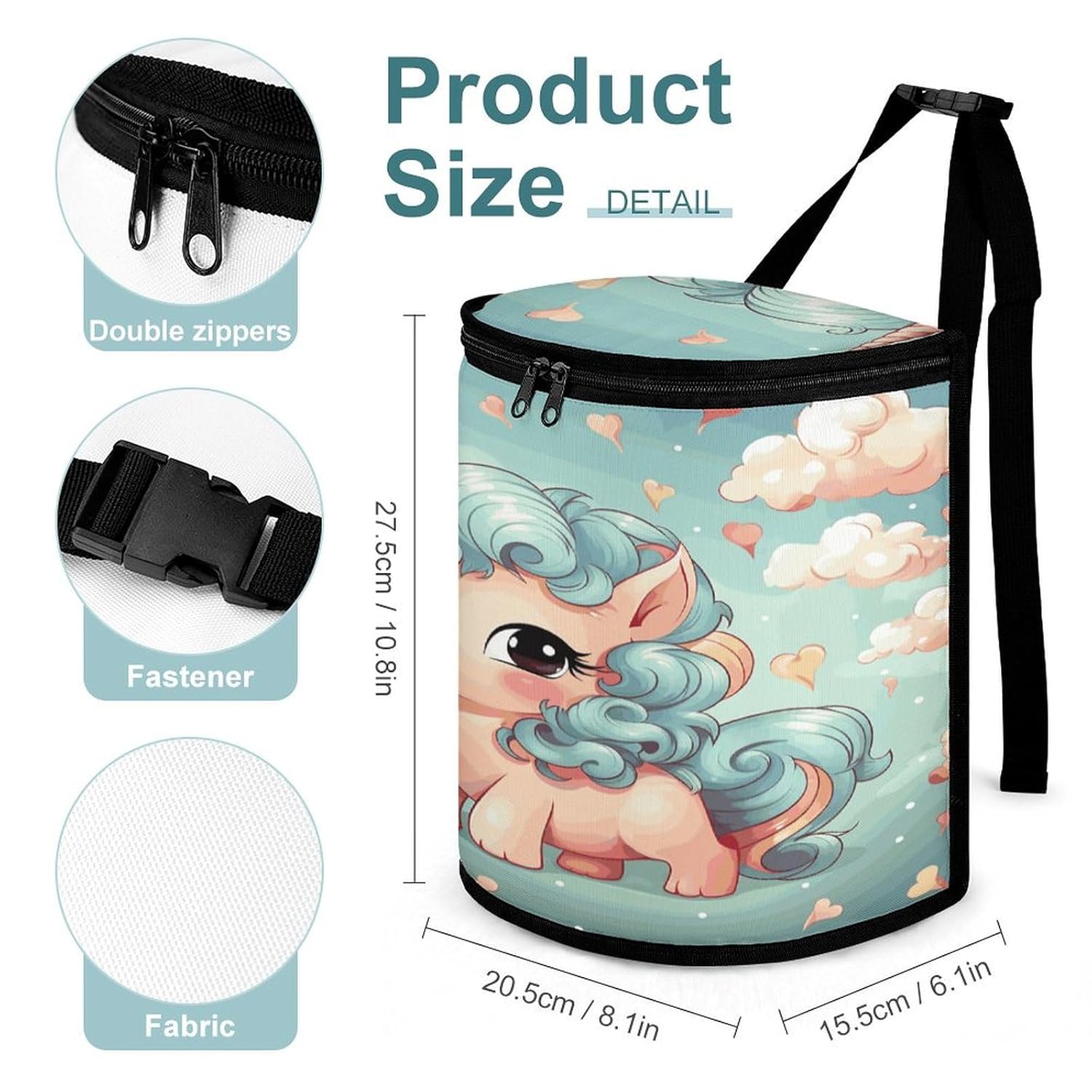 Hanging Car Trash Bag Cute Rainbow Horse Printed Car Garbage Storage Bag Leakproof Car Trash Can Portable Garbage Storage Bags