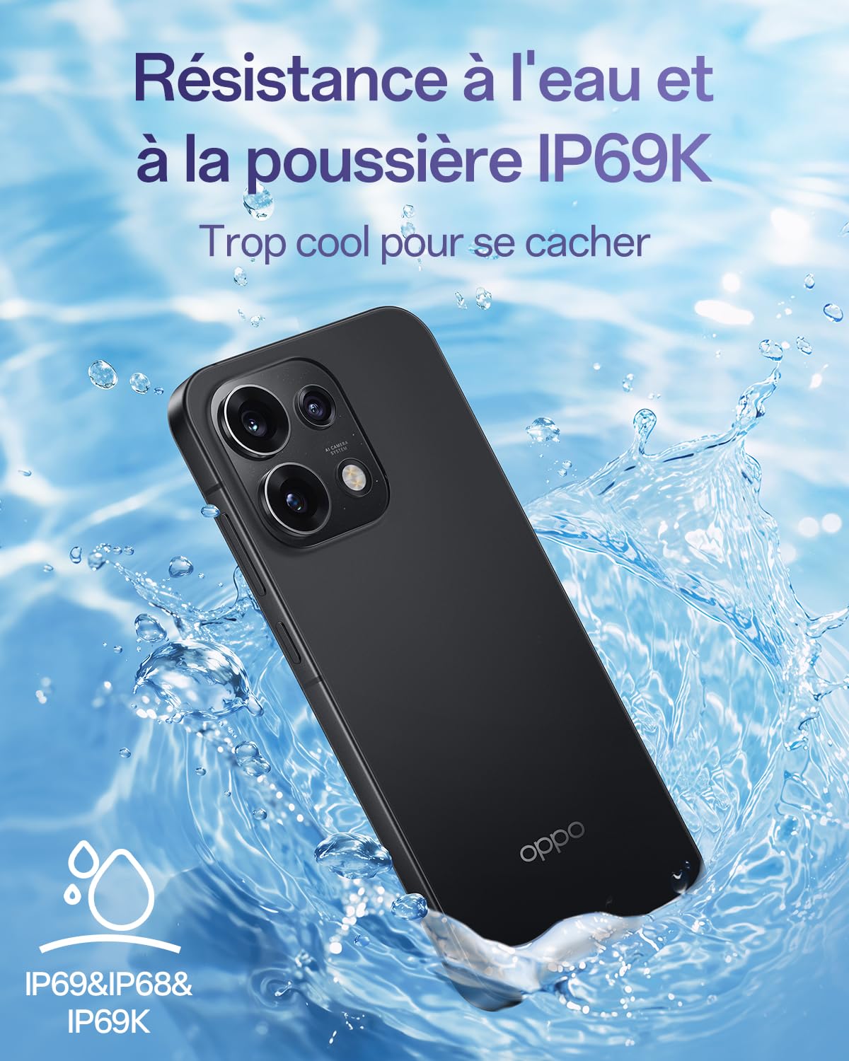 OPPO Reno16 Pro 5G Smartphone Débloqué, 12+512Go, Quad Camera 200MP, Vidéo Stable 4K, Écran AMOLED 6.32" 120Hz, 6000mAh, MediaTek Dimensity 8550, IP69K, Starlight Black (Chargeur 80W SUPERVOOC Inclus)