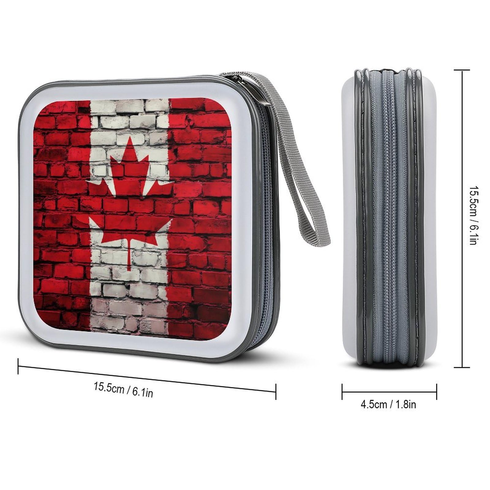 Canadian Flag Paint On The Wall CD Case Plastic DVD Case Holder Wallet Disc Storage Organizer for Car Travel