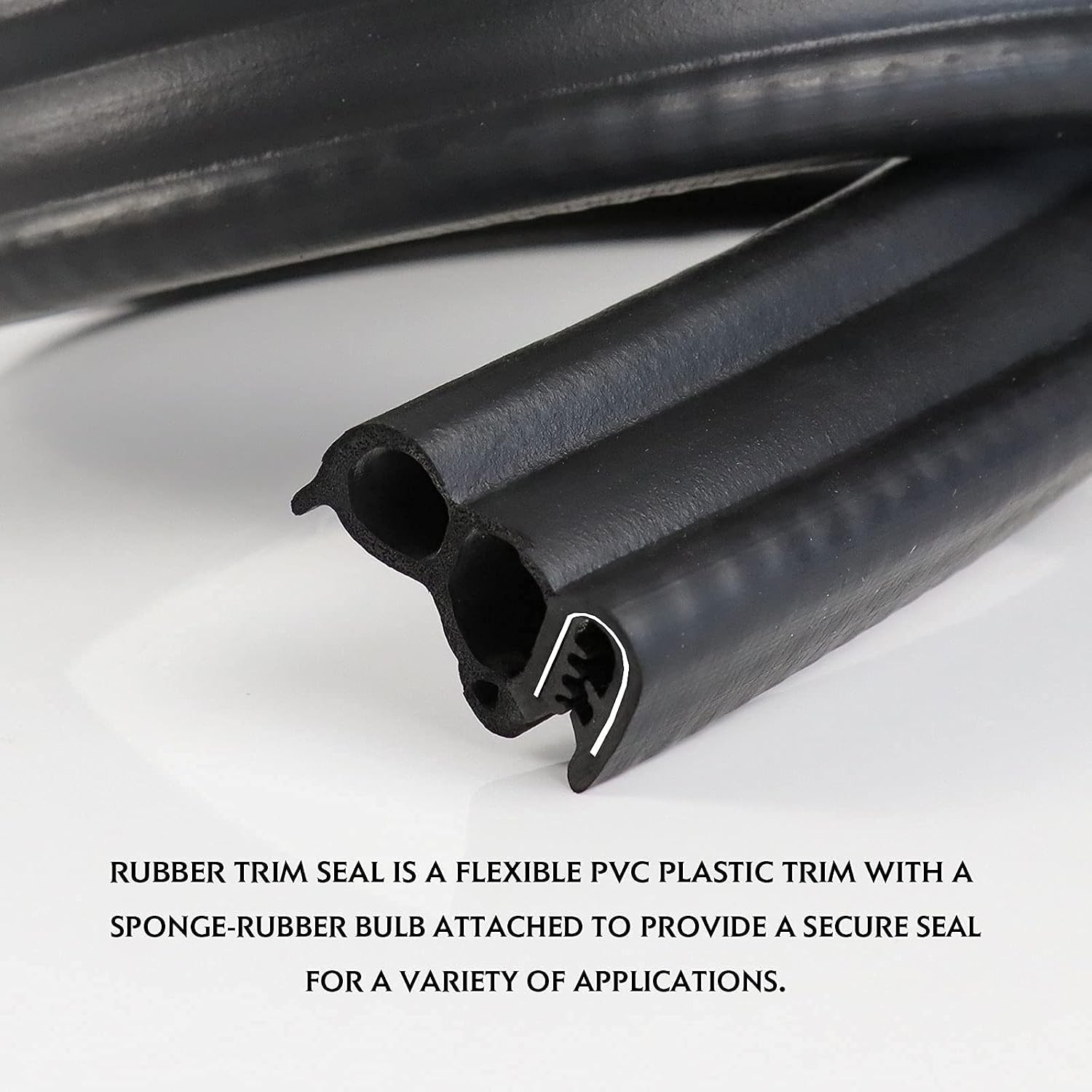Height 1-3/8-Automotive Door Rubber Seal Trim with Side Three Bulb and Metal-Fits Gap 3/16"-PVC Material-Strong but Flexible-More Shock Absorption and Protection for Cars,RVs,Trucks Door-Black (30ft)