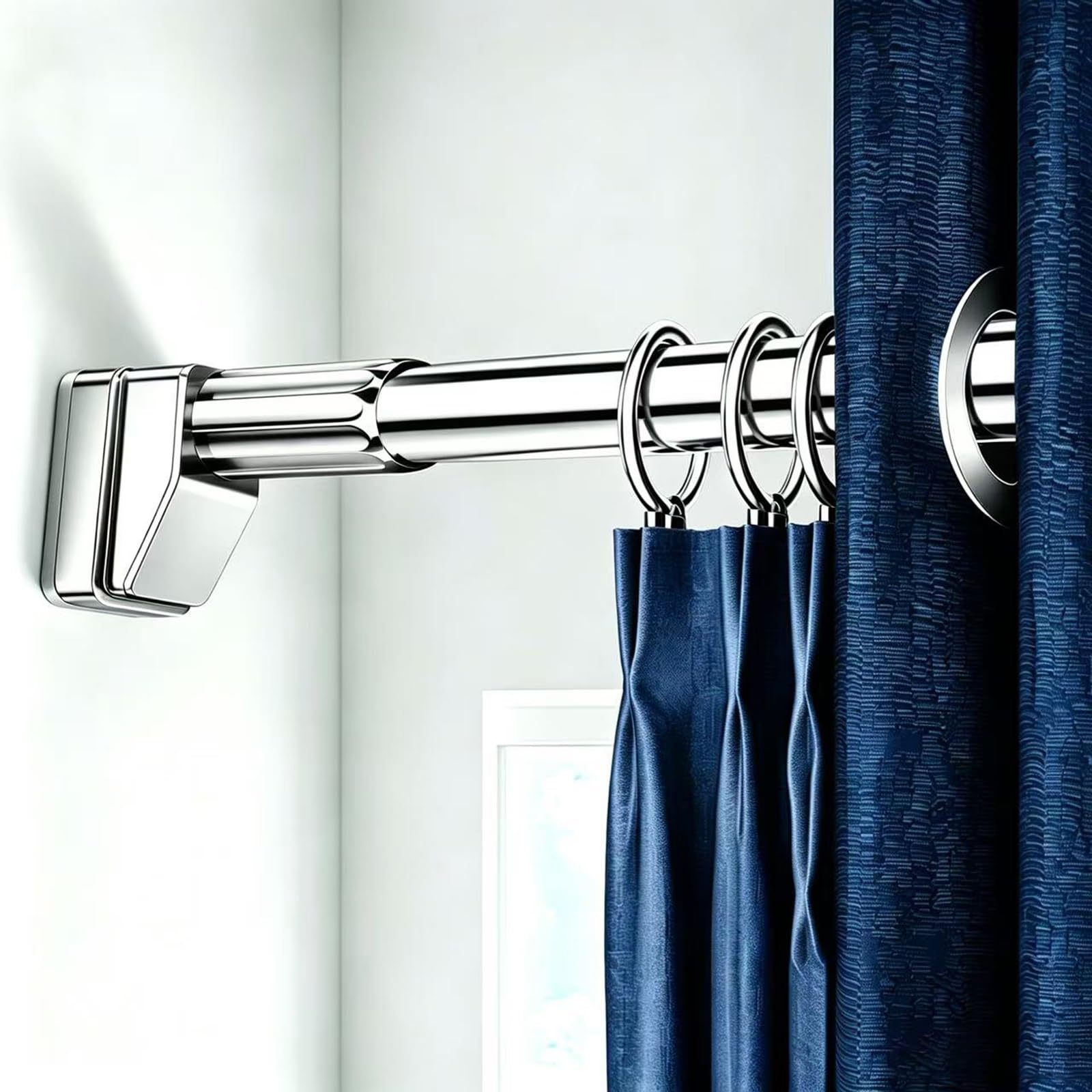 Vorhangstange Klemmstange Gardinenstange ohne Bohren 410CM-500CM Duschvorhangstange Edelstahl Rutschfest Ausziehbar für Gardinen，Duschvorhang，Schrank
