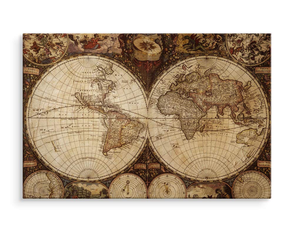 Muralo Obrazy mapa świata 120 x 80 cm obraz na płótnie obraz ścienny stary pokój dekoracja obraz na płótnie sypialnia salon dekoracja ścienna design ściana obraz kula ziemna retro mapa