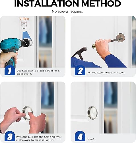 Miniatura 5 de Ravinte Paquete de 4 tiradores de dedo para puerta de armario de 2-18 pulgadas, accesorios para puerta corrediza de armario, fácil instalación a