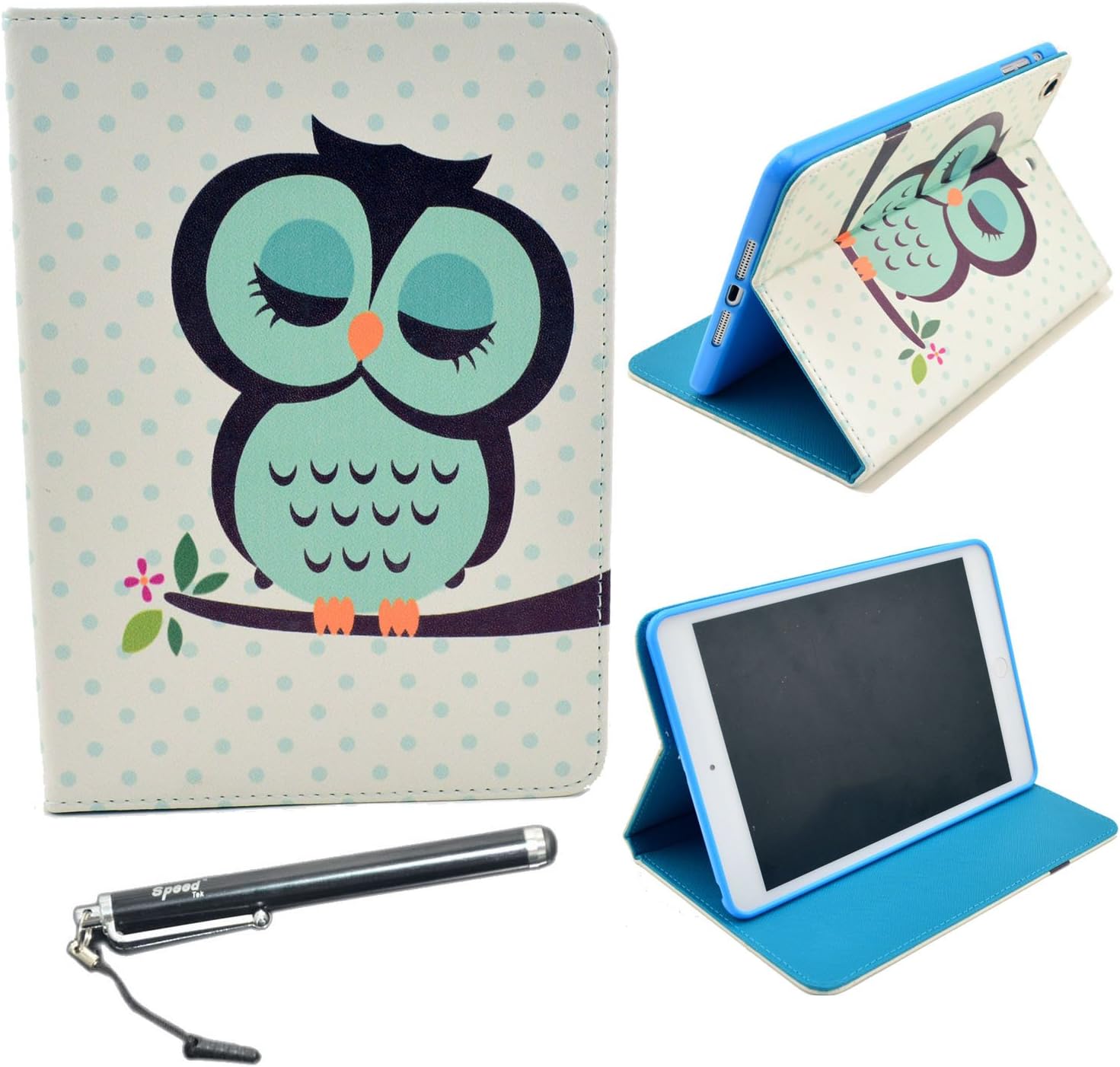 iPad Mini Case, iPad Mini 3 / iPad Mini Retina / iPad Mini Case, Speedtek OWL Pattern Premium PU Leather Folio Stand Protective Skin Case for Apple iPad Mini 3 (2014) & iPad Mini Retina (2013) & iPad Mini (2012) (Automatic Wake/Sleep Feature)