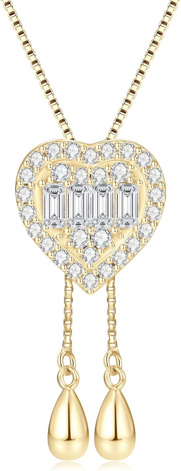 AINUOSHI Moissanite Necklace for Women, 1 Carat 925 Sterling Silver Heart Pendant Necklace for Girlfriend, Women's Jewelry for Valentine's Day, Anniversary Birthday Gifts for Wife