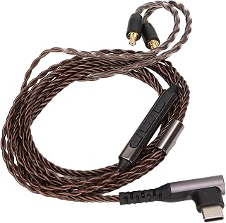 Vbestlife Cabo de atualização de fone de ouvido, com microfone, núcleo OFC tipo C A2DC conector substituir cabo de fone de ouvido, para fones de ouvido com interface A2DC, para ATH E50 E70 LS300 CKS1100