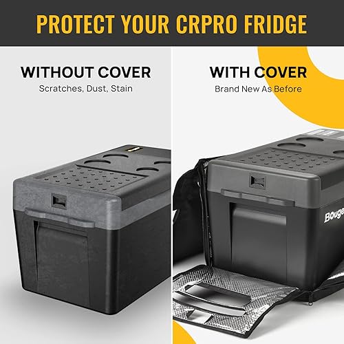 Miniatura 5 de BougeRV Paquete de artículos CRPRO Refrigerador de automóvil de 21 cuartos de galón y 12 V (negro) y cubierta protectora aislada de 21 cuartos de