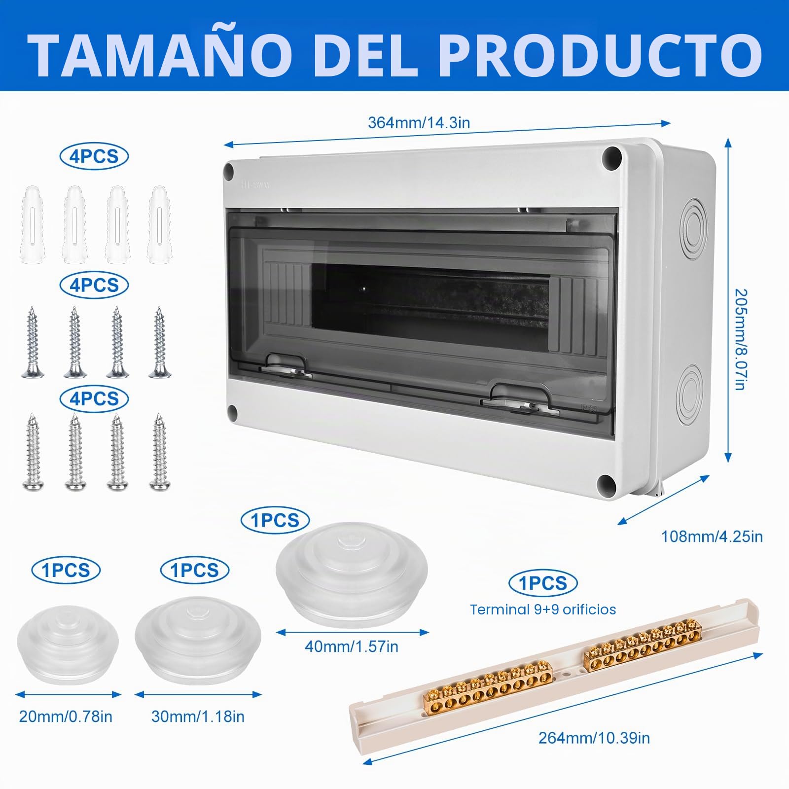 Caja Cuadro Electrico Superficie: Caja Estanca Exterior Electrica, 18 Módulos Caja Distribucion Electrica IP65 a Prueba, para Jardín o Exteriores