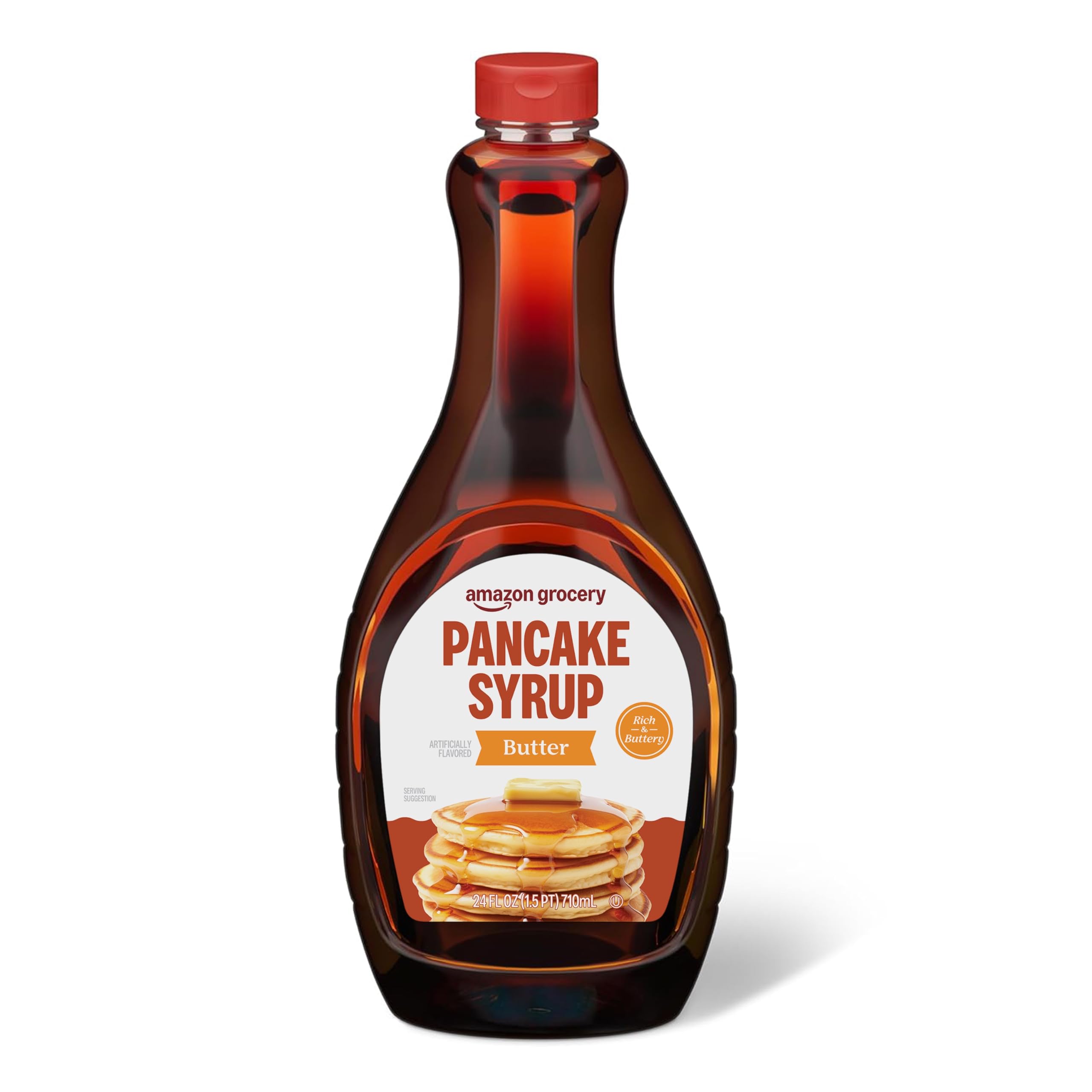 Amazon Grocery, Butter Flavor Pancake Syrup, 24 Fl Oz (Previously Amazon Fresh, Packaging May Vary)