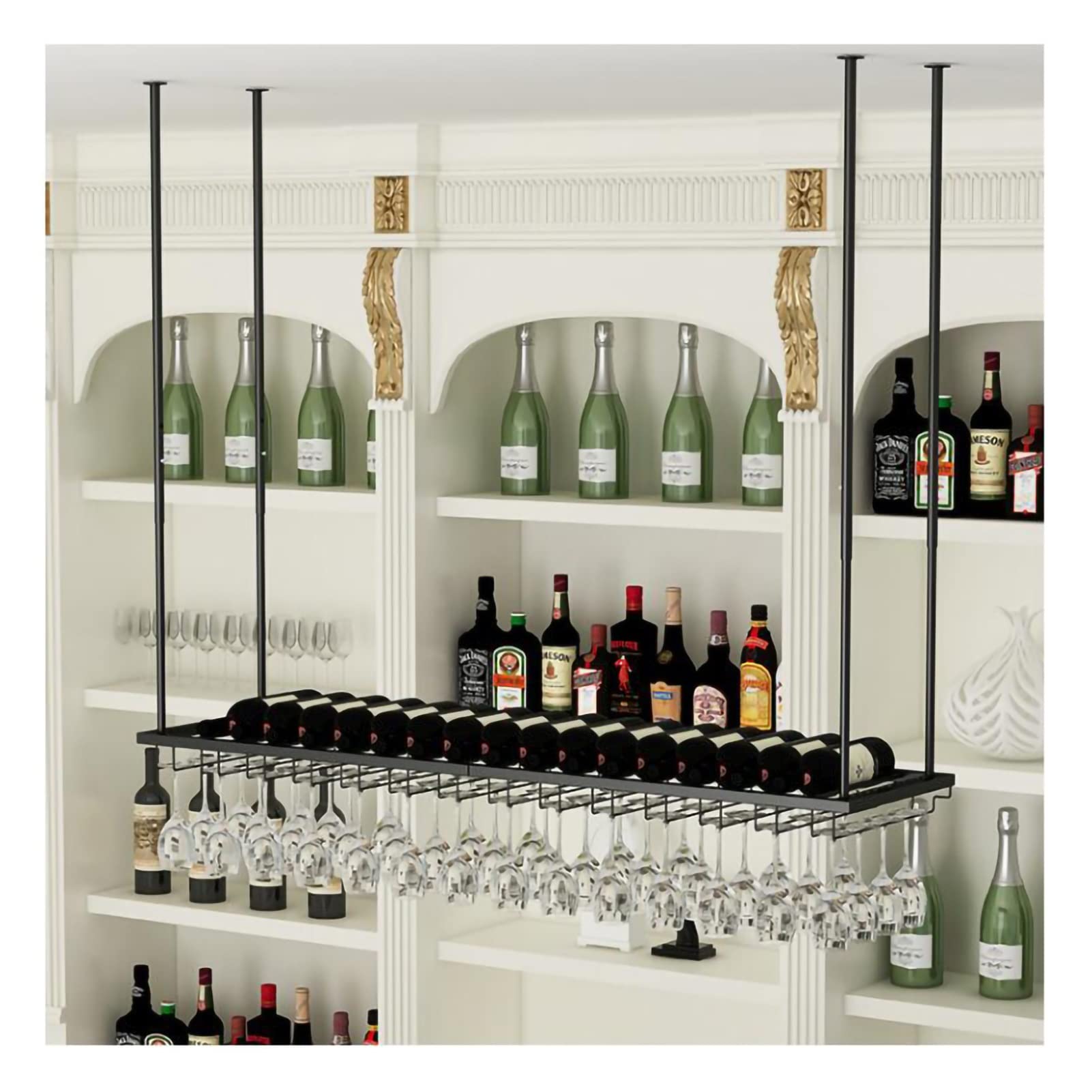 Étagère de plafond suspendue réglable DASHADAO pour sécuriser vos verres à vin sans encombrement