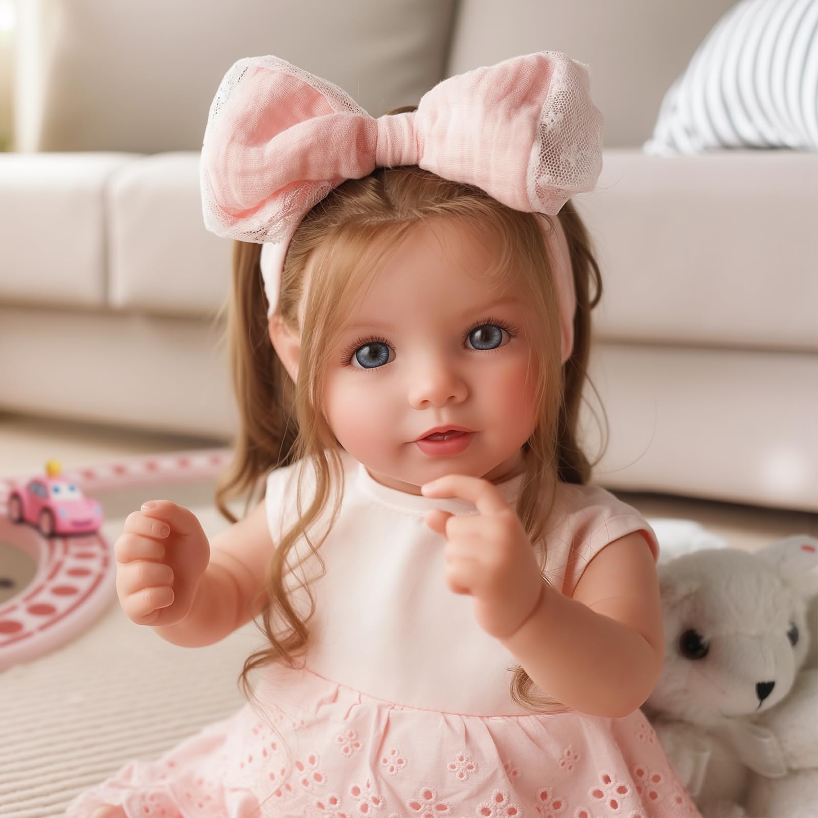 BABESIDE Bambole Reborn Femmina - 20 Pollici Bambole Reborn Realistiche con Capelli Lunghi, Corpo in Tessuto Morbido, Vestiti e Accessori per Bambini dai 3 Anni in su