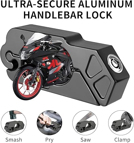 Miniatura 4 de Enmja Cerradura de agarre de motocicleta resistente, cerradura antirrobo para motocicletas, scooters, ciclomotores, cuatrimotos, motos todoterreno y